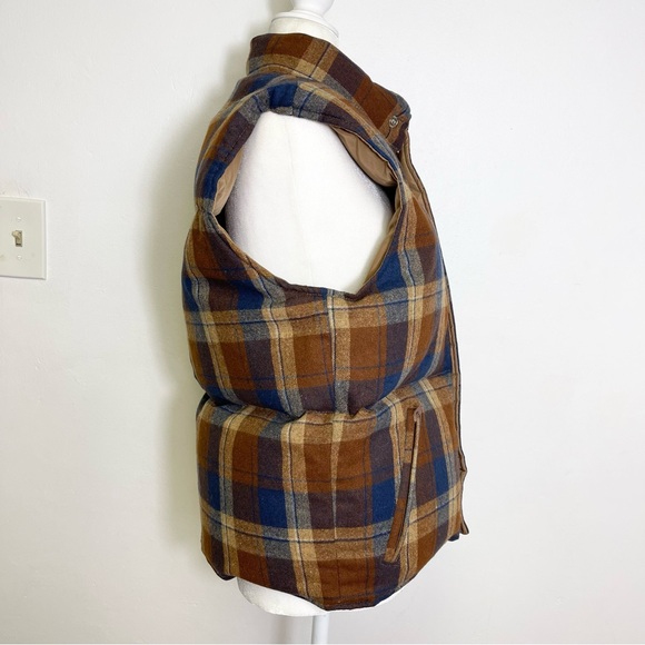 Vintage Argus Sportswear Reversible Puffer Vest Unisex Plaid Tan Size Medium - Picture 13 of 15